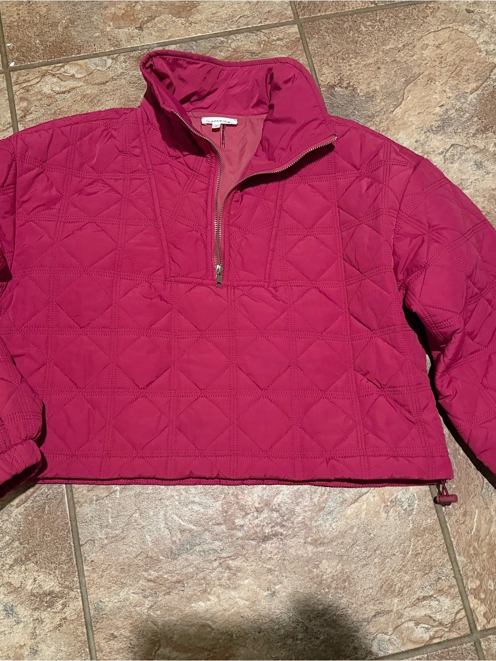 Mimosa Quilted Half-Zip Pullover in Bright Fuchsia